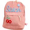 Eiennoai Zaino in velluto personalizzato con nome bambino,Borsa a tracolla personalizzata,Zaino regalo per la scuola con nome intrecciato in corda di cotone - Per bambini