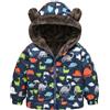 L SERVER Cappotto da bambino con parka caldo, invernale, in pile, da ragazza, con stampa, con cappuccio, dinosauro, 4-5 Anni