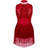 Mufeng Abito da Ballo Latino Americano con Nappa per Bambina e Ragazze Leotard con Paillettes Frange Vestiti da Ballerina Senza Manica Abito da Rumba Samba Salsa
