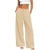 Generico Pantaloni Donna Cotone E Lino Pants - con Tasca Taglio Dritto Pantalone a Gamba Larga con Elastico in Vita Freschi Comodi Pantaloni Estivi Tinta Unita Pant Solido Sciolto Vacanze Mare