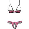 Selente Love & Fun Sfizioso Completo Intimo a 3 Pezzi: Reggiseno, Slip ed Esclusiva Benda per Occhi in Raso. Made in EU.