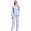 GLOBAL Pigiama Donna Flanella Maniche Lunghe | Due Pezzi | Camicia da Notte | Pjs Confortevole | Sleepwear Caldo Morbido Blu, Pecora XL