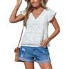 CUPSHE Top estivo da donna con scollo a V e occhielli in pizzo in cotone top svolazzante a maniche corte in sangallo casual