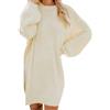 Generisch Abito in jersey da donna, a maniche lunghe, per feste, grandi dimensioni, invernale, maglione a maglia calda con collo alto, a maniche lunghe, tinta unita, per feste, elegante, taglie forti
