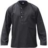 SHOPOHOLIC FASHION Camicie da Uomo Hippy con Colletto a Fascetta in Tessuto di Canapa Tinta Unita, Nero, L
