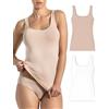 Risalti Canotta Donna Spalla Larga Bamboo 2Pz - Canottiera Donna Intimo Traspirante, Più Morbida della Canottiera Donna Cotone, Top Donna, Intimo Donna Senza Cuciture - Made in Italy