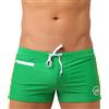 AIEOE Boxer da uomo, pantaloncini da bagno aderenti e corti, push up, con imbottitura rimovibile e piccola tasca con cerniera, ad asciugatura rapida, per nuoto, surf, verde, L