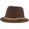 Hut Breiter Breiter Cappello Uomo Originale Capello in Feltro Stile Tirolese 100% Lana Berretto Bavarese con Cordoncino di Canapa Stella Alpina e Tesa Stretta Marrone L