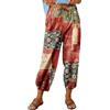 ABYOVRT Pantaloni Casual Donna A Vita Alta Estate Baggy 7/8 Pantaloni di Cotone di Lino Leggeri Comodi Pantaloni Casual con Tasche,Bianco,