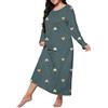 Generisch Camicia da notte da donna a maniche lunghe, taglie grandi, pigiama da donna, lungo, invernale, taglie forti, casual, per il sonno, con stampa a cuore, a maniche lunghe, girocollo, medio,