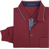 N+1 - Polo Uomo 3 Bottoni in Cotone Manica Lunga Classica Leggera con Taschino Maglia Collo Maglietta (L - Bordeaux)