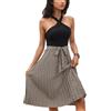 Artykey Sexy Abito Donna con Scollo all'Americana Cravatta in Vita Mini Abito Primavera Estate Casual Elegante Vestito Khaki S
