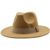 SRTUMEY Cappelli Fedora da donna e uomo, nastro a tinta unita, cappelli Fedora a tesa larga morbidi stile Panama per donne e uomini, cappelli jazz britannici per uomini, cachi, M