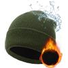 Ewaycom Oversize XL/XXL Lana Merino Beanie Cappelli Impermeabile Spessa Foderato In Pile Cappelli Invernali per Grandi Teste Uomini Donne Cuffed Cappello di Lana, Verde militare, XX-Large