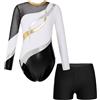 Freebily Body da Danza Classica Bambina Ginnastica Artistica con Pantaloncini Sportivi Balletto Body da Pattinaggio Artistico con Strass Leotards Maniche Lunghe Bianco 13-14 anni