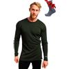 Merino.tech Maglia Termica Lana Merino Uomo - 100% Intimo Termico Lana Merino Uomo Leggero, Medio, Pesante con Calzini (Large, 250 Army Green)