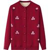 KIJSKKOPO Maglioni E Cardigan da Donna,Maglioni Cardigan Lavorati A Maglia con Fodera in Pile Teddy di Mezza età E Anziani, Rossi, Girocollo, Bottoni, Cappotto in Maglia con Ricami Floreali, Vecchi