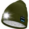ATNKE Unisex LED Bluetooth Cappello con Luce,USB Ricaricabile 4 LED Musicale Altoparlante Cappello da Corsa Calda Pile Foderato Berretto Lavorato Maglia Regali per Uomo e Donna/Army Green