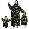 Surwin Dinosauro Coperta con Cappuccio Indossabile Felpa, Invernale Morbida Peluche Oversize Divano TV Plaid Coperta Hoodie con Tasca per Donna, Uomo, Adolescenti, Bambino