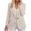 Generico Casual da Donna Aperto Sul Davanti Completo Donna Elegante Cerimonia Elegante a Maniche Lunghe Giacca Primaverile Tascabile per Uso Quotidiano e Ufficio in Tessuto di Poliestere (Beige, S)