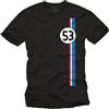 MAKAYA Maglietta Uomo Herbie 53 Motivo Vintage Tuning T-Shirt Retro Regali per Amanti delle Auto Nero Taglia XXL