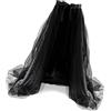 JTQYFI Gonna lunga in tulle da donna con lacci in vita in rete trasparente tutù lungo staccabile per balli formali di fine anno matrimonio festa maglia tulle sopra gonna, Nero , Taglia unica