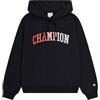 Champion Legacy Icons W - Spring Terry Varsity Logo Felpa con Cappuccio, Nero, Donna SS24