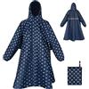 LUROON Poncho Antipioggia Impermeabile Donna Uomo con Maniche e Tasca, Riutilizzabili Mantella Antipioggia, Impermeabile Portatile con Cappuccio Strisce Riflettenti per Adulto Per Escursionismo Viaggi