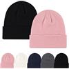 Fjquamitix 2 confezioni di berretti unisex in maglia invernale, caldi, per uomini e donne, Classic Soft Cuffed Plain Skull Cap, nero + rosa., Taglia unica