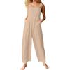 YOSUWOAI Tuta da donna casual, bohémien, salopette, estiva, larga, in cotone e lino, leggera, traspirante, tuta da donna, O kaki, S