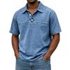 Generico Magliette Maniche Corte Uomo Tinte Unite Colletto Rovesciato - Abbigliamento Uomo Maglietta Moda Unico Morbido, T-Shirt Lavoro Trekking Traspirante Cielo Blu XL