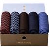 GATTI A POIS Box da 5 Calze Microbolle Lunghe in Puro Filo di Scozia, Motivi Misti Jacquard, Altezza Ginocchio, Elegante, Made in Italy (IT, Numero, 39, 42, Regular, Regular)