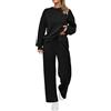Generico Tuta Palestra Donna Pantalone Velluto Donna Outfit da in 2 Pezzi 2024 Autunno Pullover a Maniche Lunghe e Pantaloni Lunghi Set Tuta Pantaloni Pesanti da Neve (Black, XXXXXL)