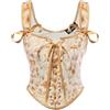 SCARLET DARKNESS Corsetto da donna rinascimentale, scollo a U, con stampa floreale, corsetto con lacci