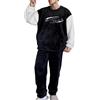 Genérico Set di Pigiama Invernale per Uomo Pigiama in Velluto Pile Maniche Lunghe Due Pezzi di Cotone Dolce Velluto Pile Abbigliamento Da Notte Abbinamento, B nero, 5X-Large