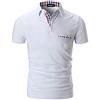 APAELEA Moda Plaid Collare Polo Uomo Manica Corta Cotone Tshirt Business Golf,Bianco,L