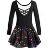 Mulnall Girls Ballet Leotards Dance Tutu Skirt Toddlers Dance Training Wear Dress Criss Cross Straps Back Shiny Sequin（EU40421-06-L）