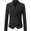 YYNUDA Blazer - Blazer da donna, elegante, tinta unita, vestibilità aderente, business, casual, a doppio petto, per l'ufficio, le vacanze di nozze, Nero , S