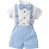 Generico Bimbo Completini e Coordinati Gentiluomo, Fiocco Camicia e Bretelle Pantalocini 4 Pezzi Ragazzi per Matrimoni Compleanni, 1-6 anni/Regalo Neonato Maschio
