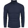 COOFANDY Maglione Uomo Collo Alto Maglione Dolcevita Blu Navy L
