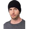 Style & Republic - Berretto sportivo in 100% cashmere, taglia unica, 44 cm di circonferenza e 6,5 cm di risvolto, da uomo, nero