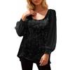 Nuqqichongtian Top Nero Donna Elegante Pizzo Eleganti Argento Maglia Camicetta da Sera Brillantini Discoteca Curvy Rossa Sottogiacca sotto Giacca