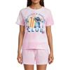 Disney Stitch T-shirt e Pantaloncini per Donna, Pigiama in Morbido Cotone Set da 2 Pezzi con Motivo Surf Club, Regalo per Donne e Adolescenti | Taglia S | Rosa