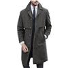 KHIRVWL Trench Coat da Uomo, 100% Lana, Cashmere, con Risvolto Tacca, Lunghezza Media, Sottile, Autunno Inverno, Cardigan con Cintura E Tasche Cappotto Uomo Invernale Lungo Lana