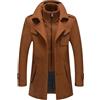 ANUFER Uomo Misto Lana Peacoat con Collo Interno Rimovibile Marrone XL