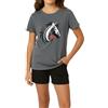 In One Clothing Pigiama corto per ragazze - morbido jersey singolo in 100% cotone, con motivo cavallo con cuore, nel colore grafite, 140