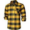 HISDERN Camicia Uomo Flanella Scozzese Maniche Lunghe vestibilità Regolare abbottonata Tartan Quadri Casual Cotone Caldo Giallo M