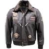 Infinity Uomini Marrone vacchetta Volo Bomber con collare staccabile