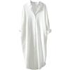 amropi Donna Maxi Bottoni Abito Camicia Sciolto Manica Lunga Camicetta Scollo a V Casual Chemisier con Cintura Bianco, L