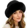 Brillabenny Colbacco Cappello Donna Vera Pelliccia, Berretto Invernale Elegante cosacco Russo Lana Cashmere Volpe